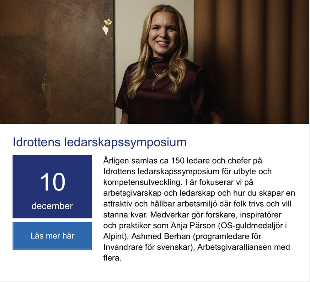 En bild med grafik och text som beskriver ett ledarskapssymposium