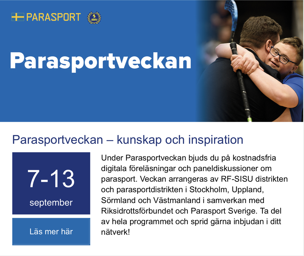 En bild med grafik som beskriver parasportveckan